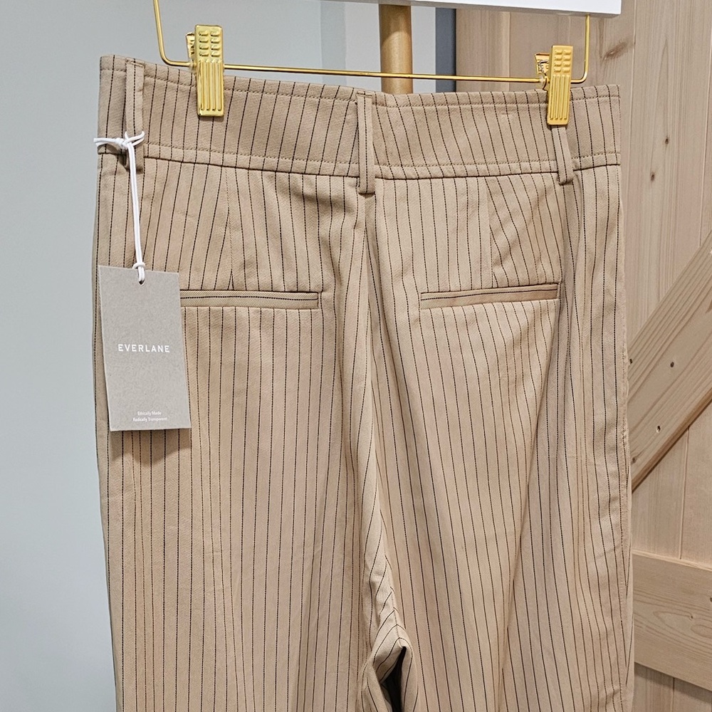 EVERLANE Size 6‎ Women’s Beige Pinstripe Pleated Pants - Picture 5 of 6